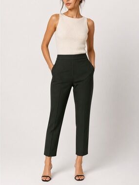 Club Monaco Slim Cropped Ankle Pants in Dark Green
